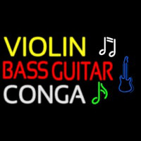 Violin Bass Guitar Conga 2 Enseigne Néon