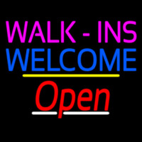 Walk Ins Welcome Open Yellow Line Enseigne Néon