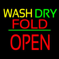 Wash Dry Fold Block Open Green Line Enseigne Néon