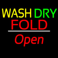 Wash Dry Fold Open White Line Enseigne Néon