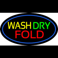 Wash Dry Fold Oval Blue Enseigne Néon