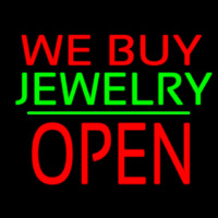 We Buy Jewelry Block Open Green Line Enseigne Néon
