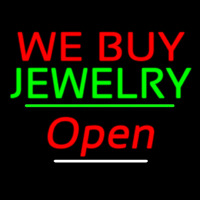We Buy Jewelry Open Green Line Enseigne Néon