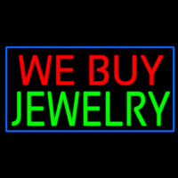 We Buy Jewelry Rectangle Blue Enseigne Néon