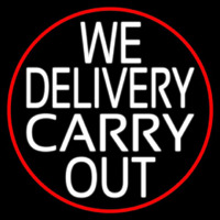We Deliver Carry Out Oval With Red Border Enseigne Néon