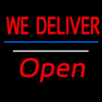 We Deliver Open White Line Enseigne Néon