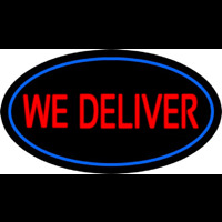 We Deliver Oval Blue Enseigne Néon