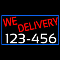 We Deliver Phone Number With Blue Border Enseigne Néon