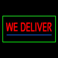 We Deliver Rectangle Green Enseigne Néon