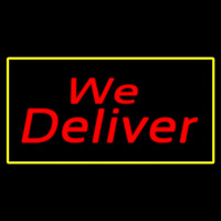 We Deliver Rectangle Yellow Enseigne Néon