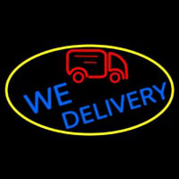 We Deliver Van Oval With Yellow Border Enseigne Néon
