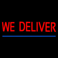 We Deliver With Blue Line Enseigne Néon