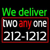 We Deliver With Number Enseigne Néon