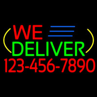 We Deliver With Phone Number Enseigne Néon