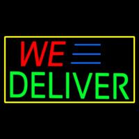 We Deliver Yellow Rectangle Enseigne Néon