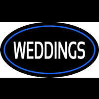 Weddings White Oval Blue Enseigne Néon