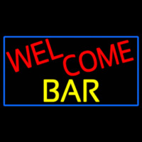 Welcome Bar With Blue Border Enseigne Néon