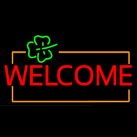 Welcome Orange Border Enseigne Néon