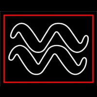 White Aquarius Logo Red Border Enseigne Néon