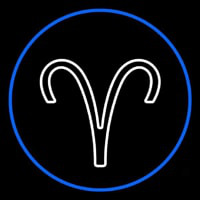 White Aries Blue Border Enseigne Néon