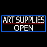 White Art Supplies Open With Blue Border Enseigne Néon