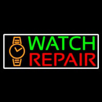 White Border Watch Repair With Logo Enseigne Néon