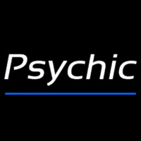 White Cursive Psychic Blue Line Enseigne Néon