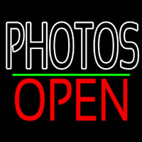 White Double Stroke Photo Open 1 Enseigne Néon