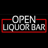 White Liquor Bar With Red Border Enseigne Néon