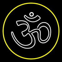 White Om With Border Enseigne Néon