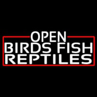 White Open Birds Fish Reptiles With Red Border Enseigne Néon