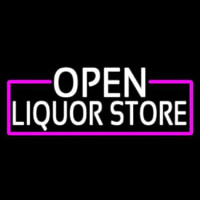 White Open Liquor Store With Pink Border Enseigne Néon