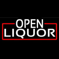 White Open Liquor With Red Border Enseigne Néon