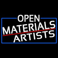 White Open Materials Artists With Blue Border Enseigne Néon