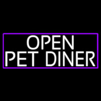 White Open Pet Diner With Purple Border Enseigne Néon