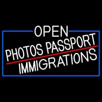 White Open Photos Passport Immigrations With Blue Border Enseigne Néon