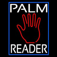 White Palm Reader Blue Border Enseigne Néon