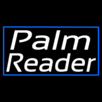 White Palm Reader Blue Border Enseigne Néon
