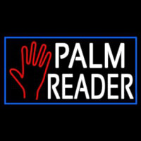 White Palm Reader With Blue Border Enseigne Néon