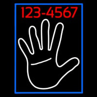 White Palm With Phone Number Blue Border Enseigne Néon