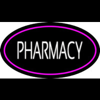 White Pharmacy Pink Oval Border Enseigne Néon