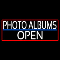 White Photo Albums Open With Red Border Enseigne Néon
