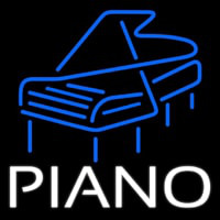 White Piano Blue Logo 4 Enseigne Néon