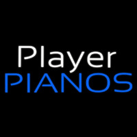 White Player Blue Pianos Block Enseigne Néon