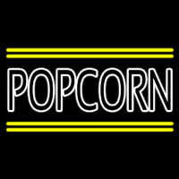 White Popcorn With Yellow Line Enseigne Néon