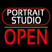 White Portrait Studio Open 1 Enseigne Néon