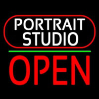 White Portrait Studio Open 2 Enseigne Néon