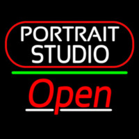White Portrait Studio Open 3 Enseigne Néon