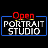 White Portrait Studio Open 4 Enseigne Néon