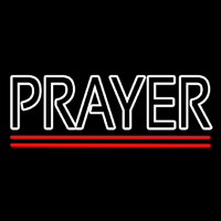 White Prayer With Line Enseigne Néon